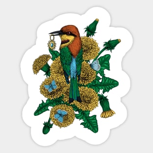 The bee eater with the golden pendant Sticker